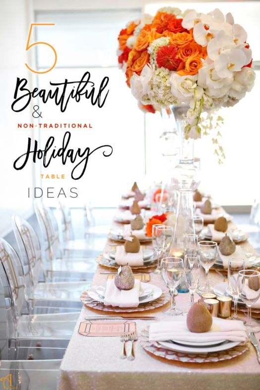 Non traditional holiday table ideas Something Borrowed Party Rentals Burlington Graham Elon 